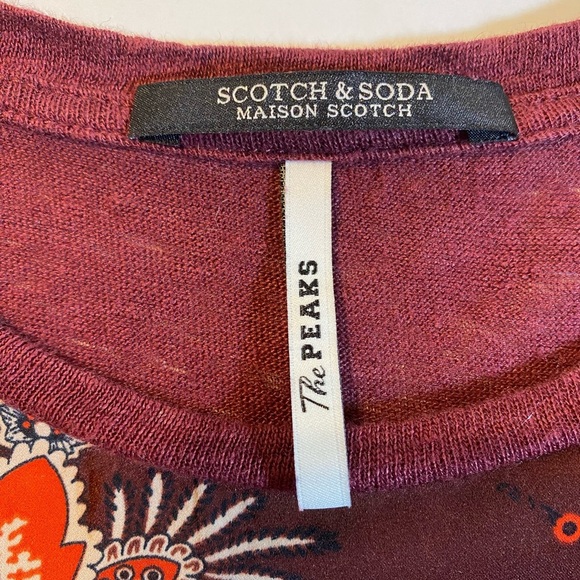 Scotch & Soda Linen/Polyester Floral Print Top Loose Fit Short Sleeve Size L - Picture 8 of 9